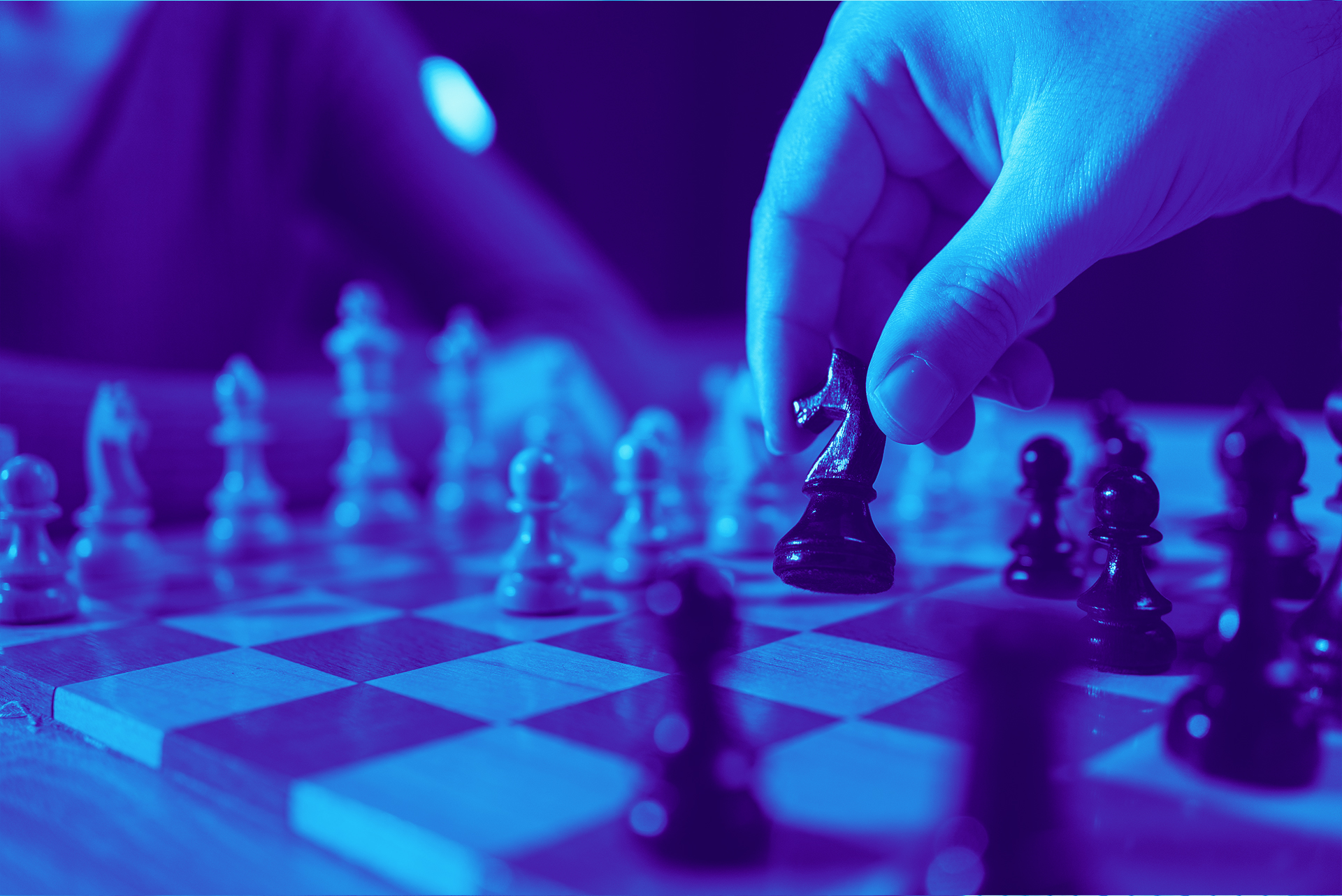 Chess board in blue